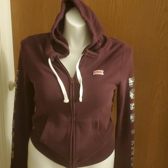 PINK Victoria's Secret Tops - VS PINK BLING ZIP UP HOODIE